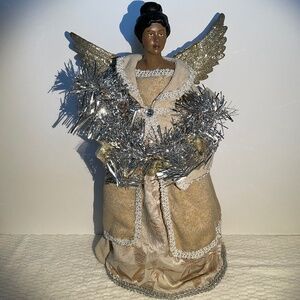African American Angel Christmas Tree Topper 17-Inch